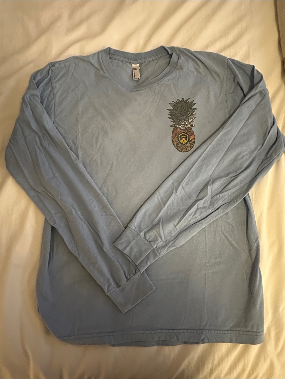 American Apparel Light Blue Graphic Long Sleeve Shirt